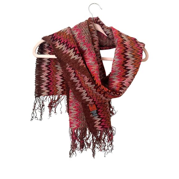 MISSONI Patterned Wool Blend Knit Scarf Pink Multi - Picture 1 of 4